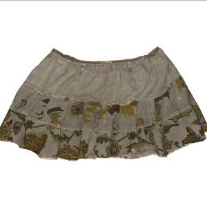 Vintage Y2K 2000’s Micro Mini Skirt Olive Green Floral ~ Z. Cavaricci ~ Size L